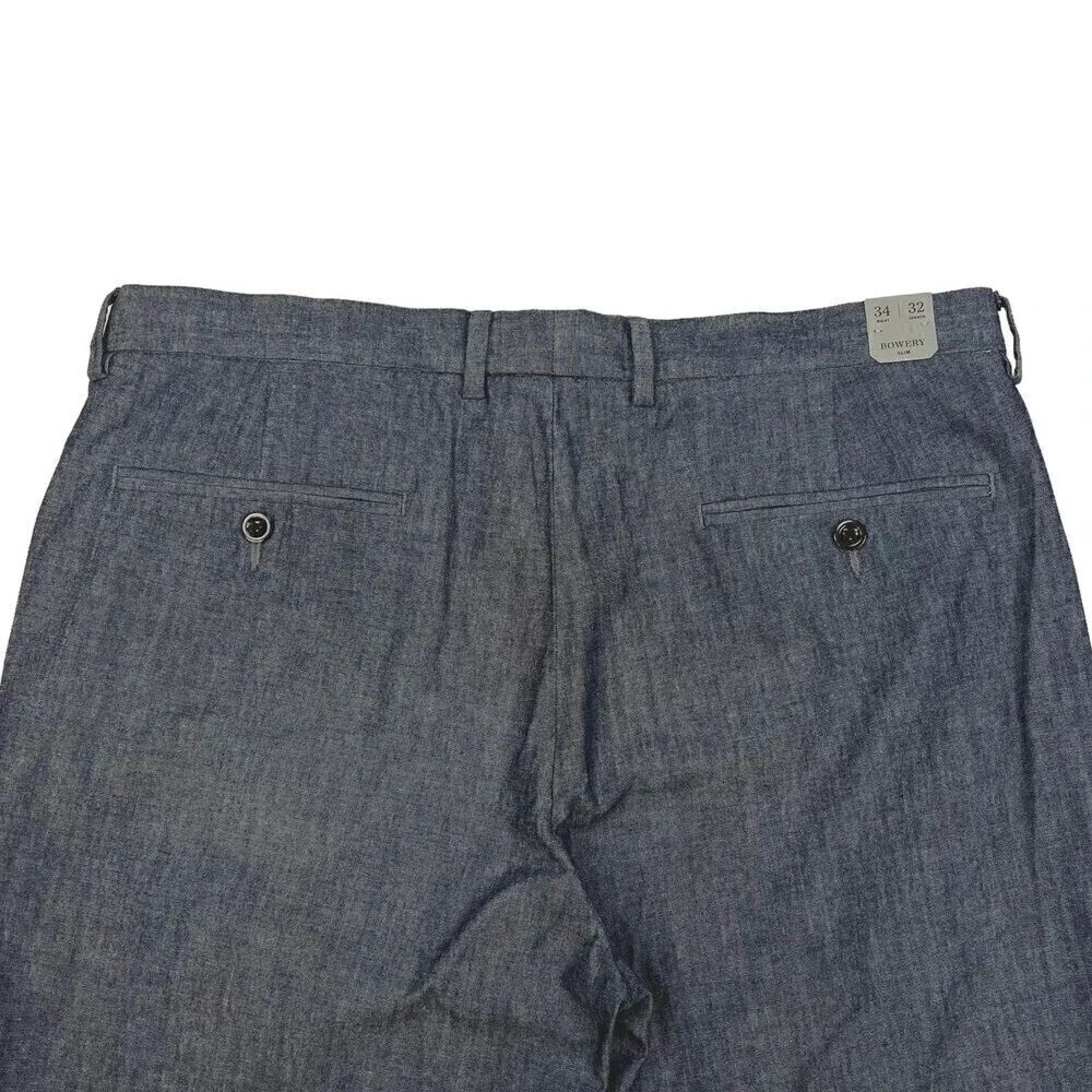 NWT J. Crew Men's Bowery Slim Fit Chambray Pants Chino Blue 34x32
